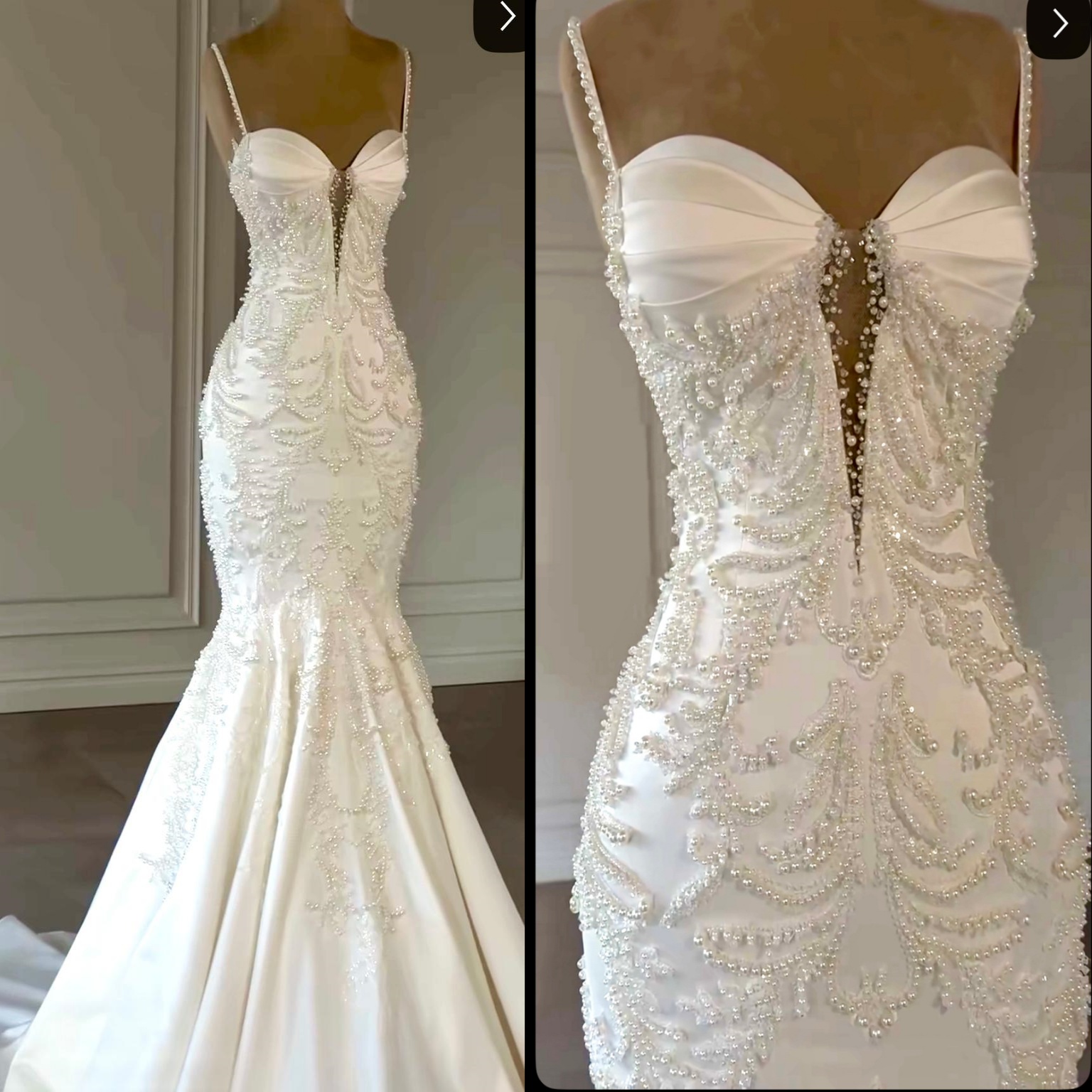 2025 Aso Ebi Plus Size Ivory Mermaid Wedding Dress Off Shoulder Pearls Lace Satin Vintage Elegant Bridal Gowns Dresses ZJ0455