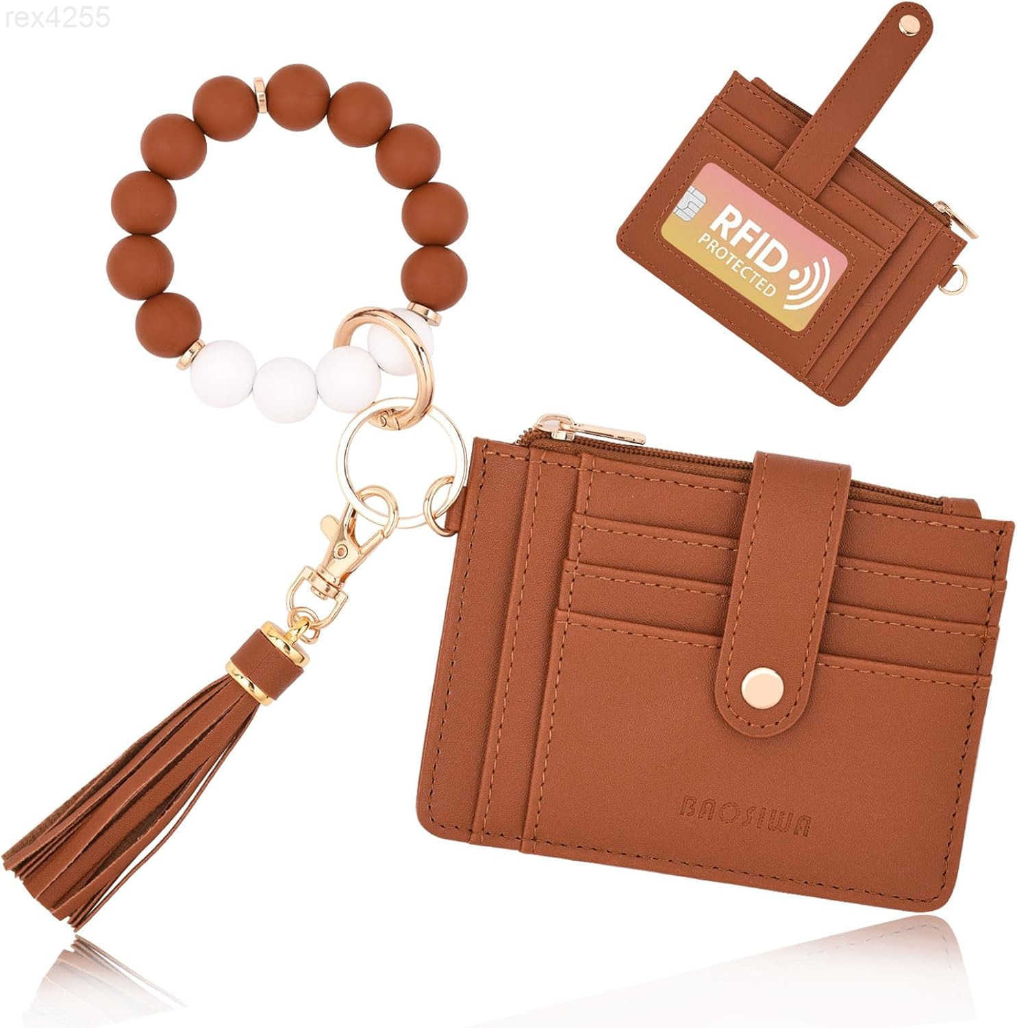 Silicone Bracelet Keychain Wallet for Women Wristlet Card Holder Slim RFID Wallet with Zipper PocketW250910