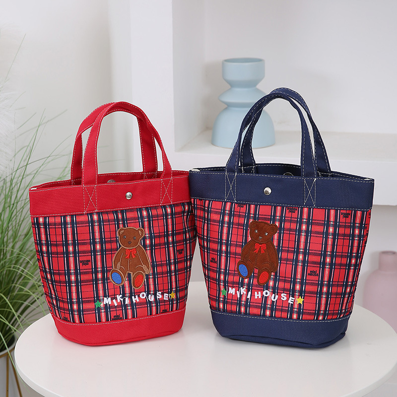 Casual Simple Handheld Free Shipping Canvas Designer Bag Luxury Bag Bag New Versatile Cartoon Bear Large Capacity Stylish Personality Commuter Lunch B