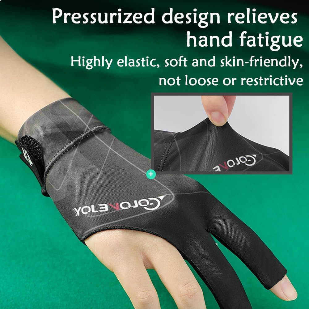 Pool Gloves for Right Hand 3 Finger Billiards Gloves Pool Cue Gloves QuickDry Breathable Billiard Pool Glove Snooker Cue Sport Glove Popular Sizes for