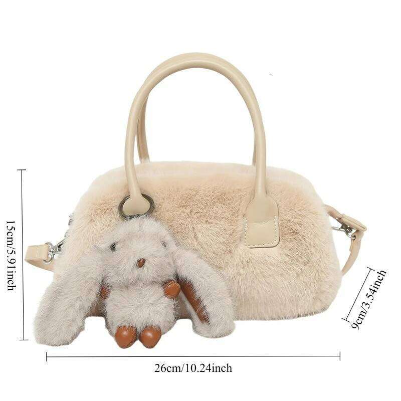 Fashionable Plush Crossbody for Daily Commuting Versatile Single Shoulder Korean Version Cute Handle Bag