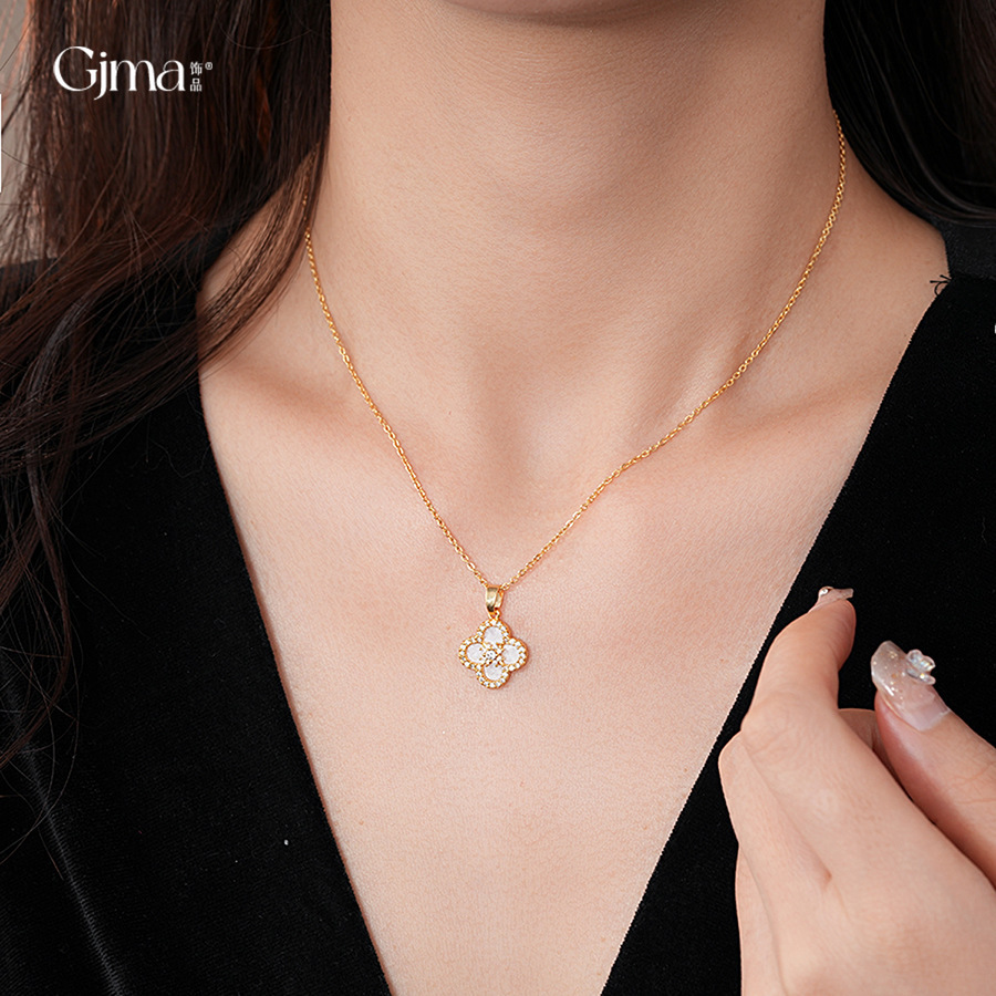 Luxury Brand Designer Jewelry Korean Style Simple Zircon Flower Necklace Light Luxury High-End Clavicle Chain For Women Exquisite Design Sense Niche J