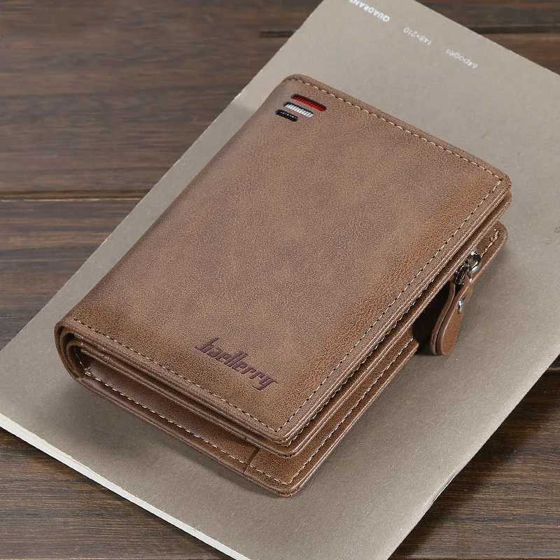 2025 New PU Leather Men Wallet High Quality Zipper Short Desigh Card Holder Money Clip Male Purse Vintage Coin Men Bifold Wallet W250911