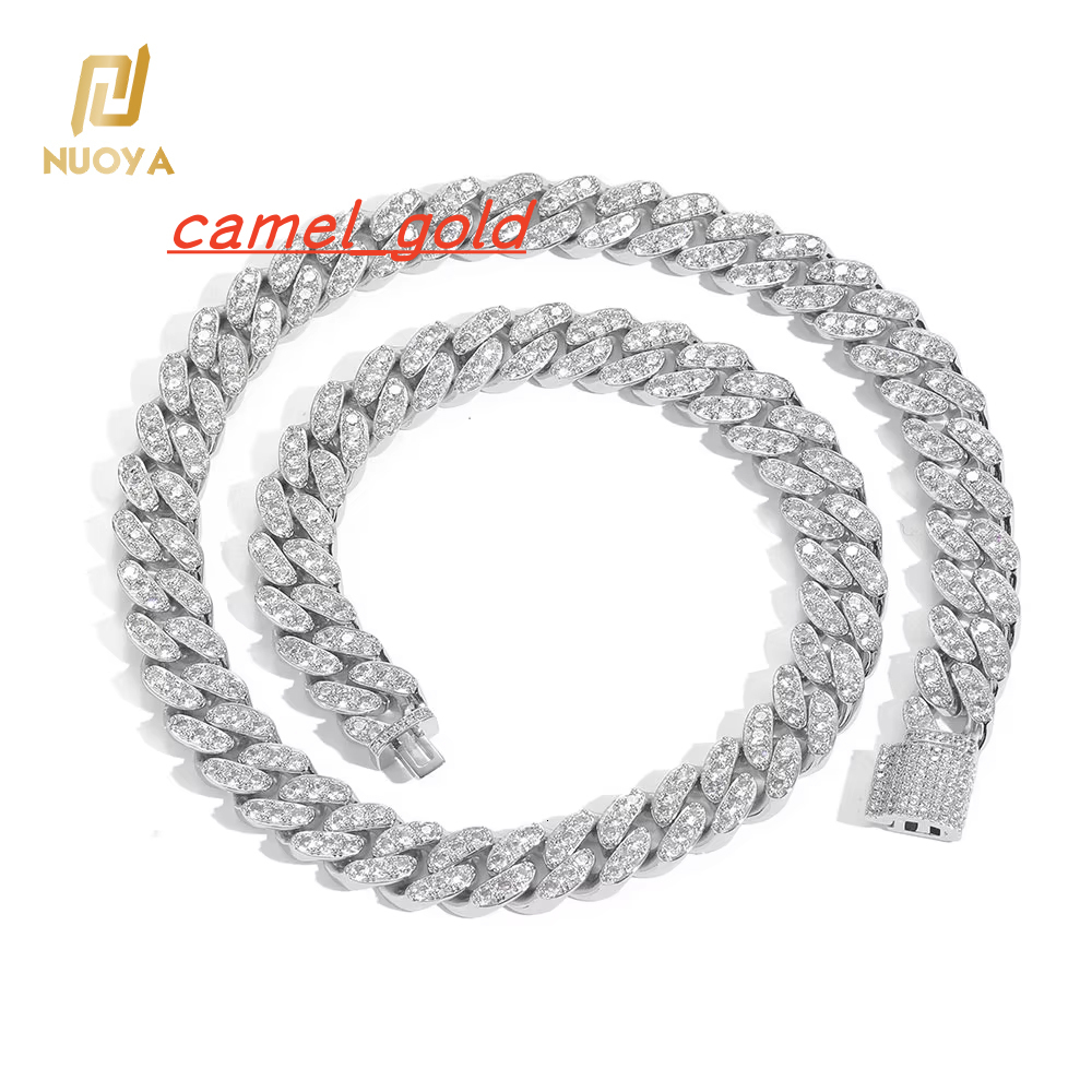 NUOYA 12mm Hip Hop Iced Out Cuban Link Chain Micro Pave Bling CZ Cuban Chain Necklace for Women