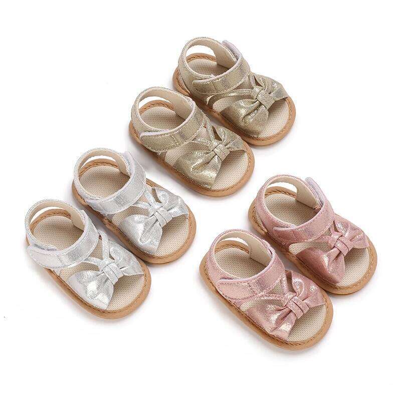 Summer New Sandals 0-1 Year Old Anti Slip Soft Bottom Exposed Toes Sparkling Women's Baby Shoes