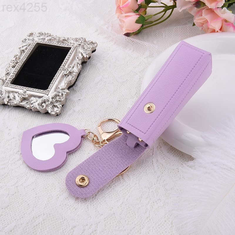 Lip Oil Lipstick Case with Mirror Lip Oil Lipstick Holder Key Chain for Car Keys Keychains Lipstick Organizer CaseW250911