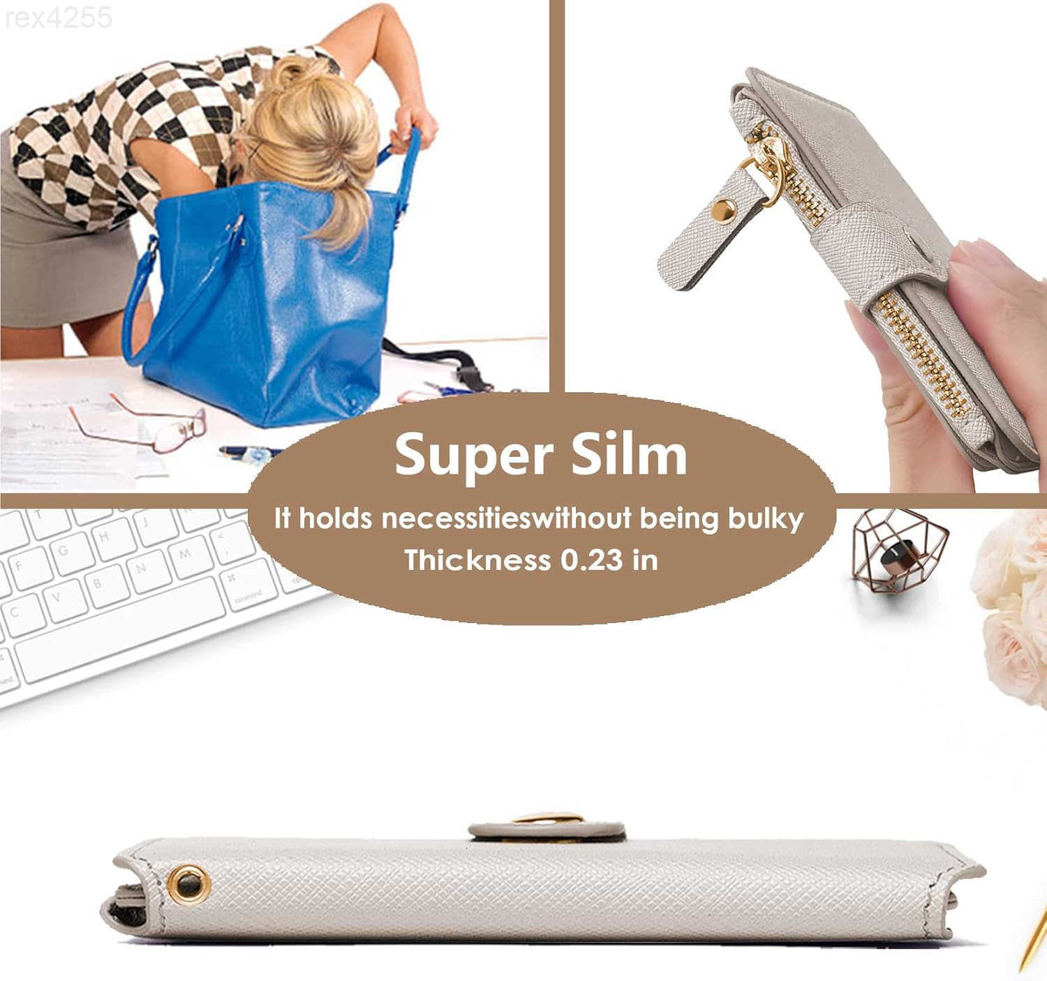 Keychain wallet Rfid Blocking Credit Card Holder Leather Zipper Card Case for WomenW250911