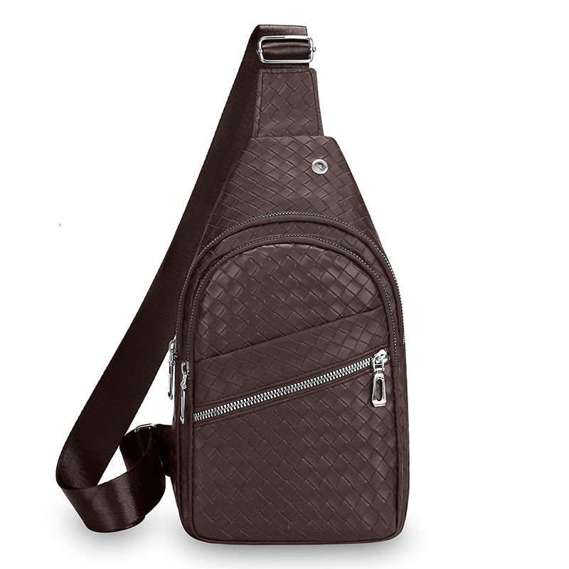 Men S Chest Bag New Woven Luxury Bag Texture PU Leather Free Shipping Chest Bag Men S Outdoor Casual Designer Bag Sports Crossbody Bag