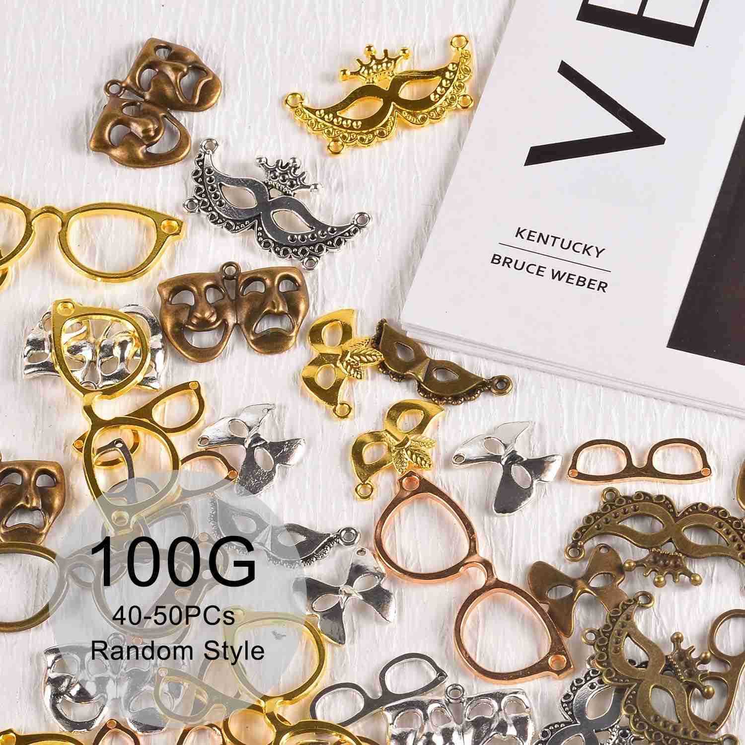 100 G Vintage Antique Metal Charms for Jewelry Making Bulk Silver Gold for Necklace Earrings DIY CraftsW250911