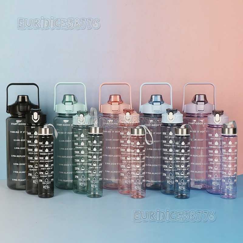 Large Capacity Water Bottle Transparent Space Gift Cup Plastic Bottle Outdoor Sports Water Bottle Threepiece Set Cup H250911