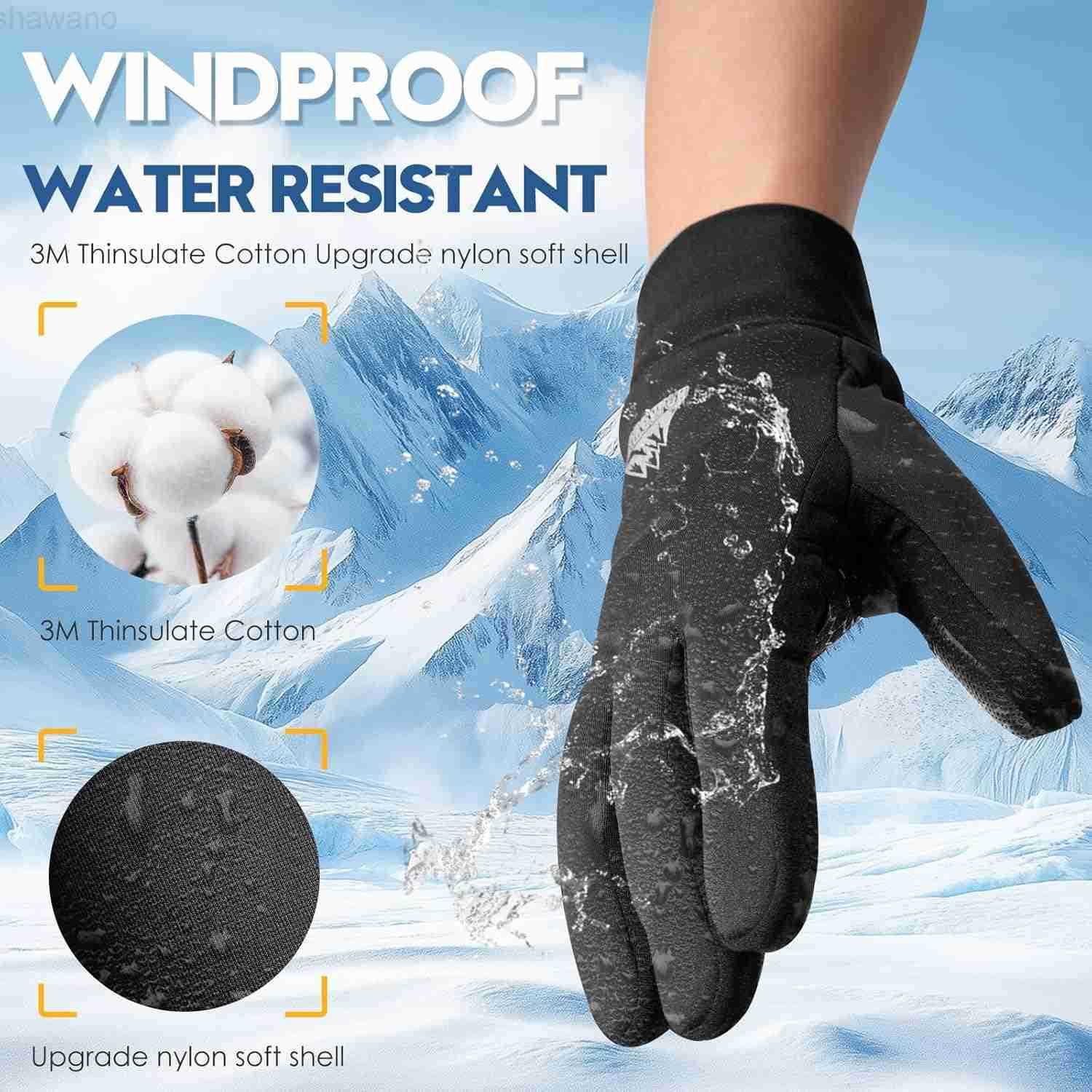 Winter Gloves for Women Men 3M Thermal Insulation Lycra Fabric Windproof Touchscreen AntiSlip Cold WeatherW250911
