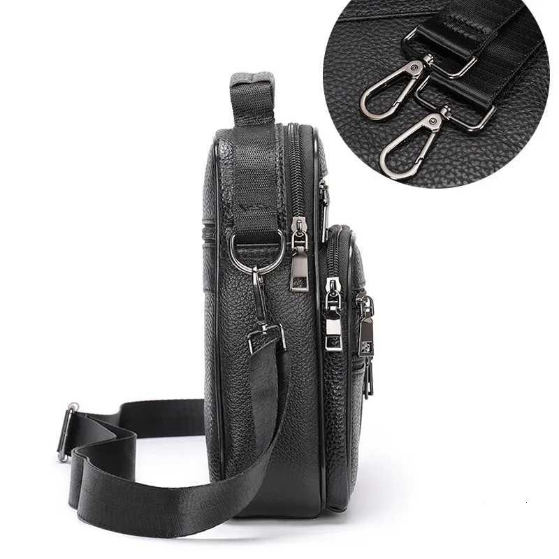 Genuine Leather Shoulder Bag for Men Black Cowhide Leather Handbag for Men Business Office Messenger Bag Male Crossbody Bag Z250906