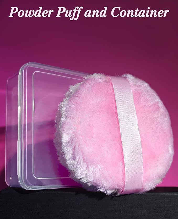 5 Inch Big Powder Puff Soft Velour Cosmetic Puff Washable Makeup Sponge for Face Body Loose Powder Setting and Foundation Blending