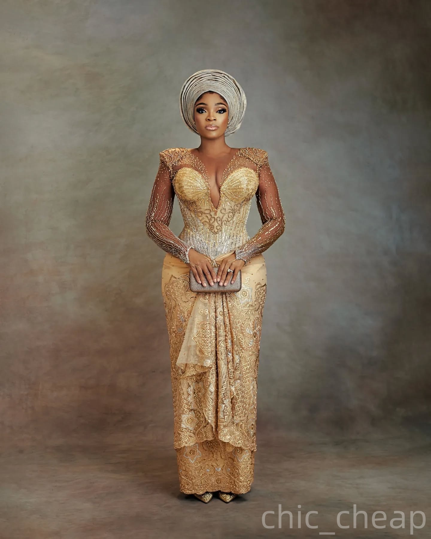 Aso Ebi Gold Sheath Prom Dresses 2025 Lace Beaded Sheer Neck Vintage Evening Formal Party Second Birthday Engagement Gowns Plus Size Dress For Special