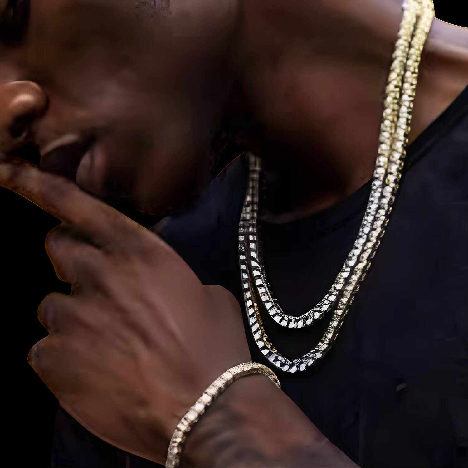 New Luxury 925 Sterling Silver Tennis Chain VVS 925 Moissanite Diamond Iced Bling Geometric Design Moissanite Bracelets Bangles