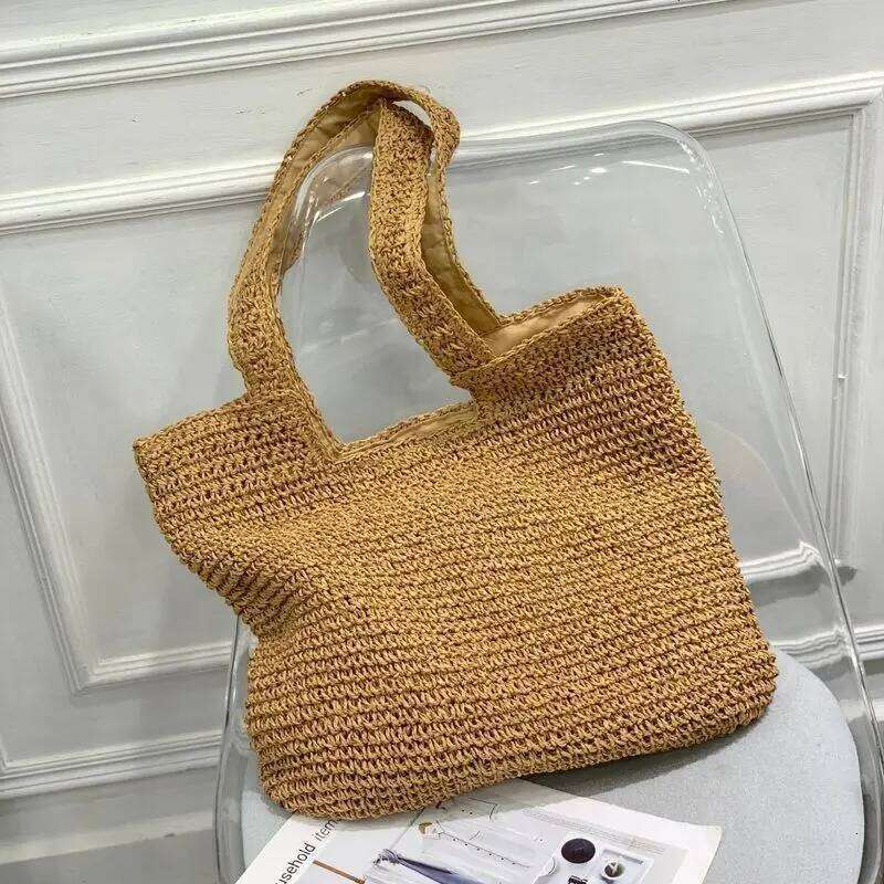 Handwoven Large Capaci St Vest Casual Beach Tote Bag Spring Summer Crossbody Basket Weave Soft Women's Handbag