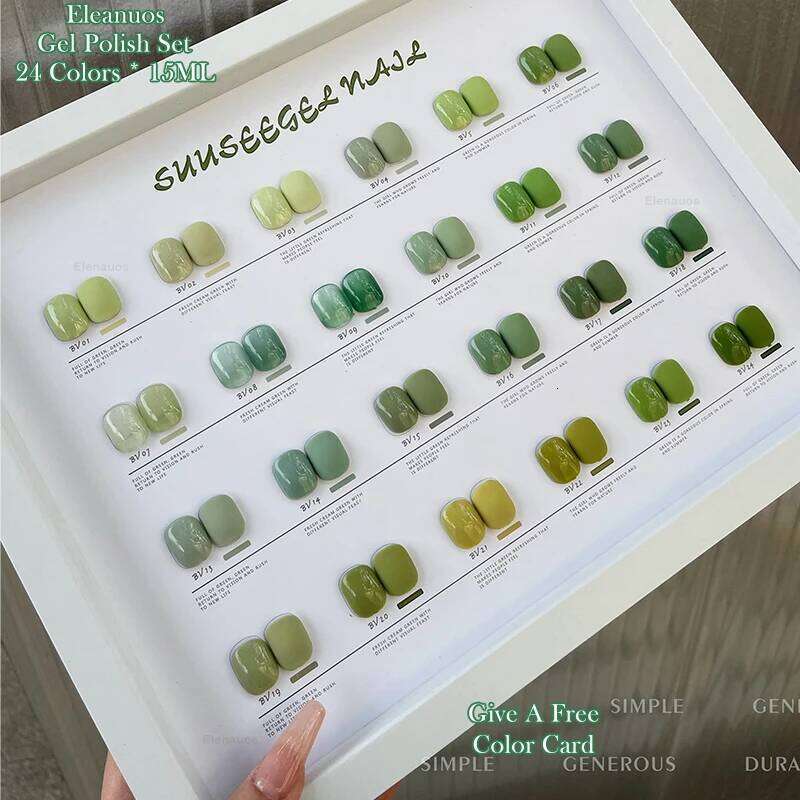 Eleanuos Spring New Gel Collection 24Pcs Phototherapy Varnish Soaking Fruit Green Lasting Shining Hybrid Primer Finish