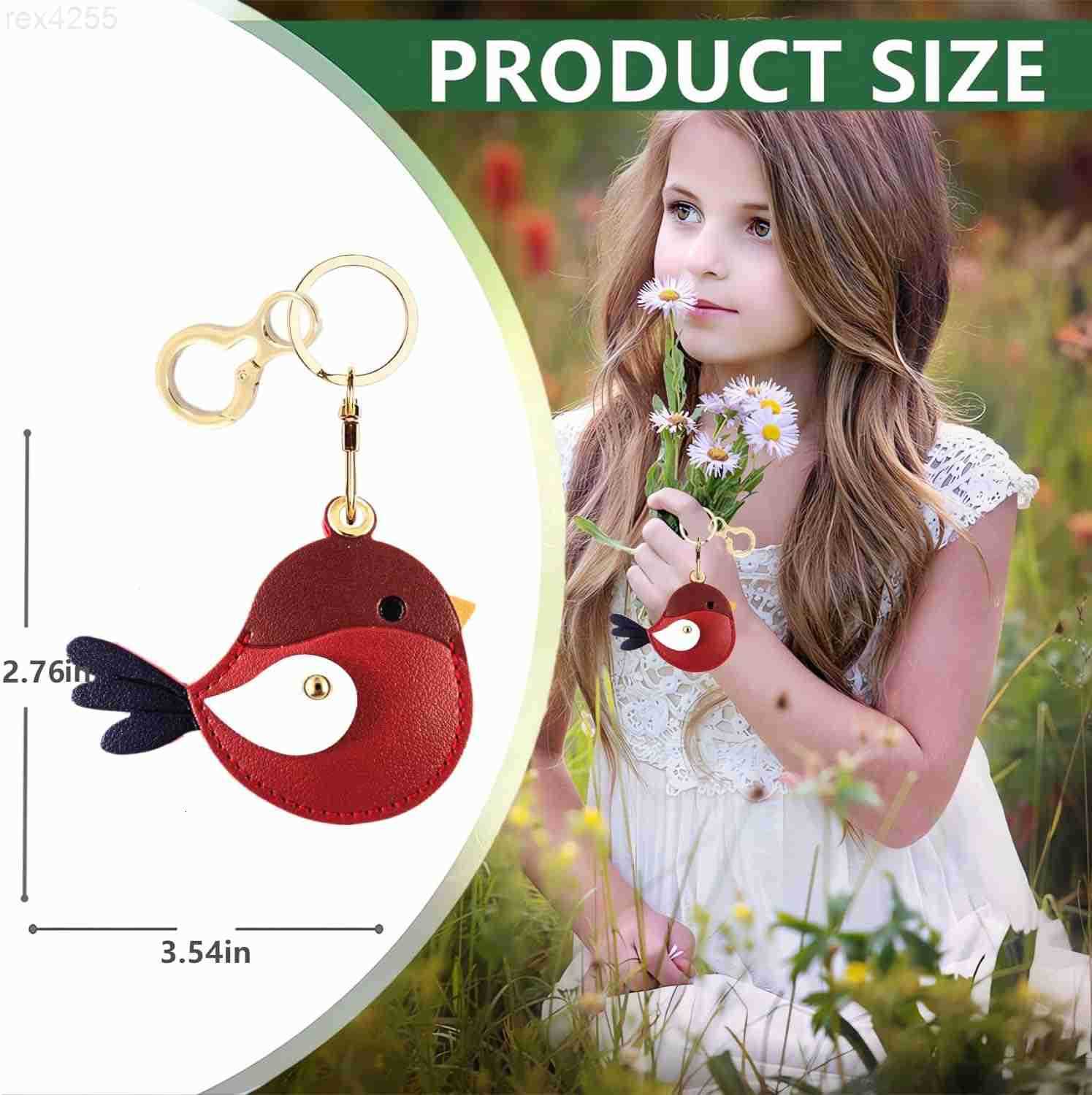 Leather Keychain Holder Case Compatible with AirTagCute Protective Cover with KeyringAntiScratch Finder GPS Tracker Case for Wallet KeysBagPetsBird CW