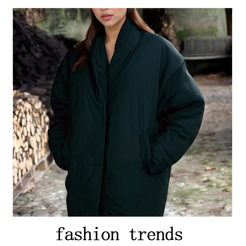 Women's Down & Parkas Women's Oversized Dark Green Quilted Long Puffer Coat