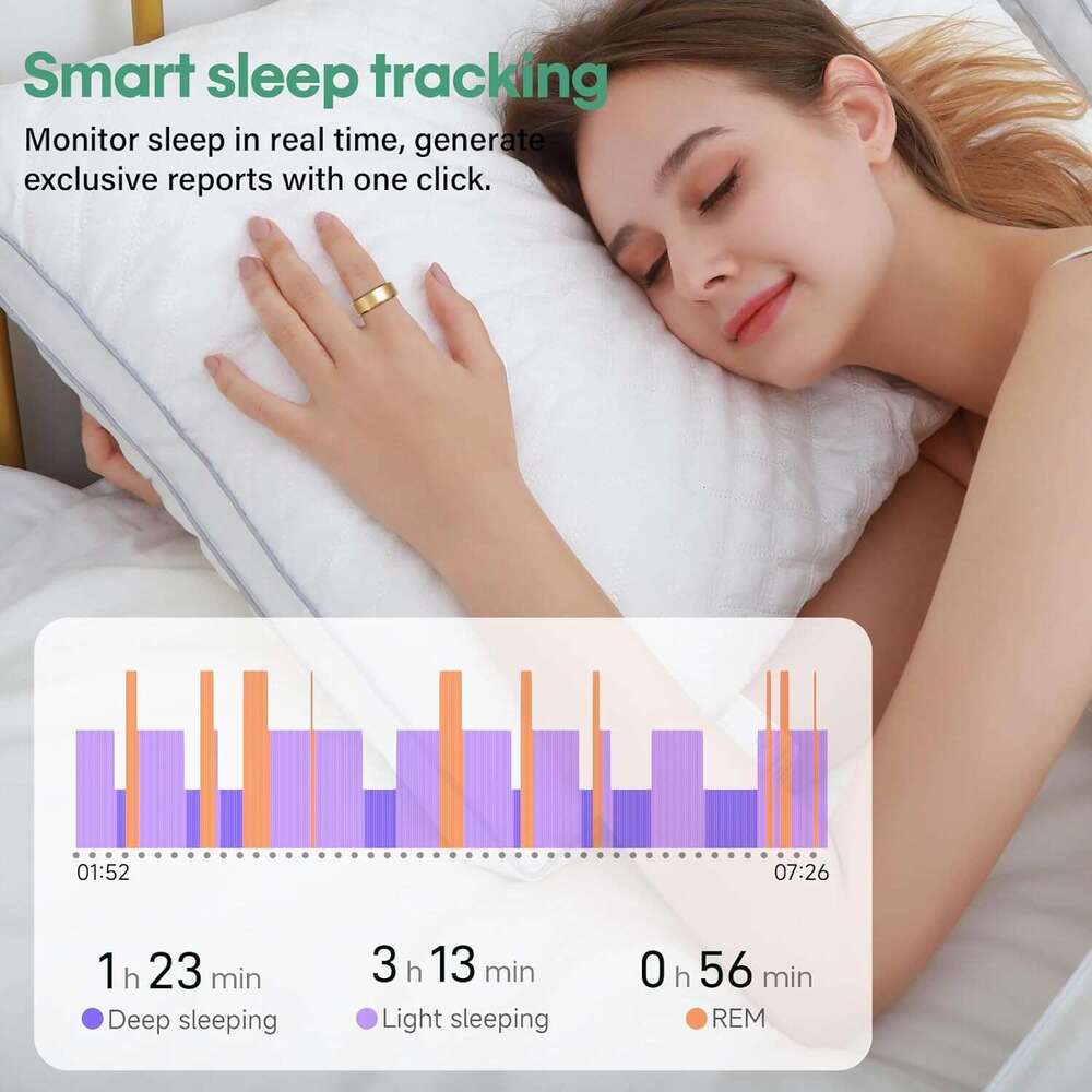 Smart Ring Health Fiess Tracker for Women Men Gold (8#)