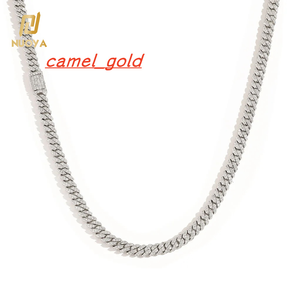 Hip Hop Jewelry 6mm Silver Plated Miami Cuban Link Necklace for Men Single Row Iced CZ Prong Cuban Chain Fine Chains Necklaces