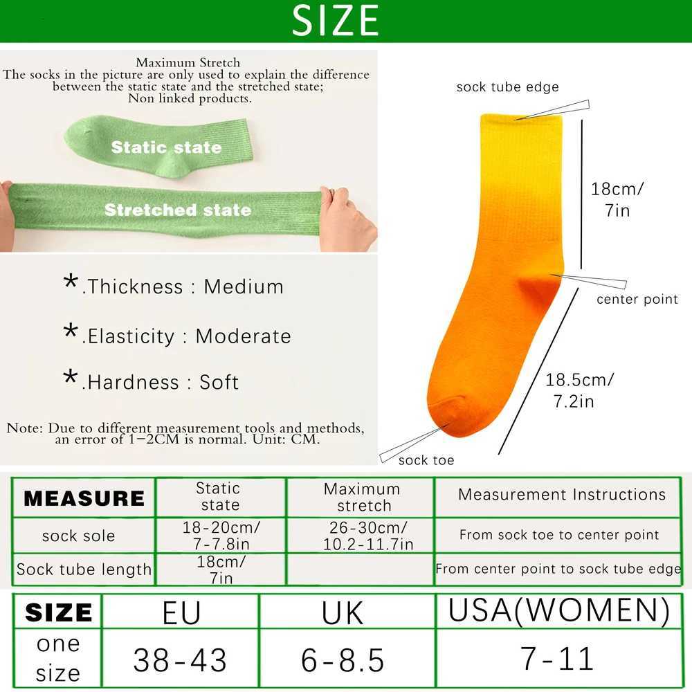 New TieDye Gradient Color Crew Socks MidCalf Socks Unisex Fashion Daily Street Skateboard Socks Breathable Couple Sports Socks D250911