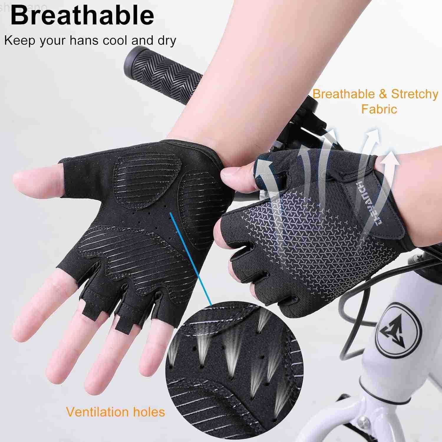 Cycling Gloves for Men Women Padded Half Finger Road Mountain Bike Gloves ShockAbsorbing AntiSlip Breathable Sports Gloves for Bicycle Riding Motorcyc