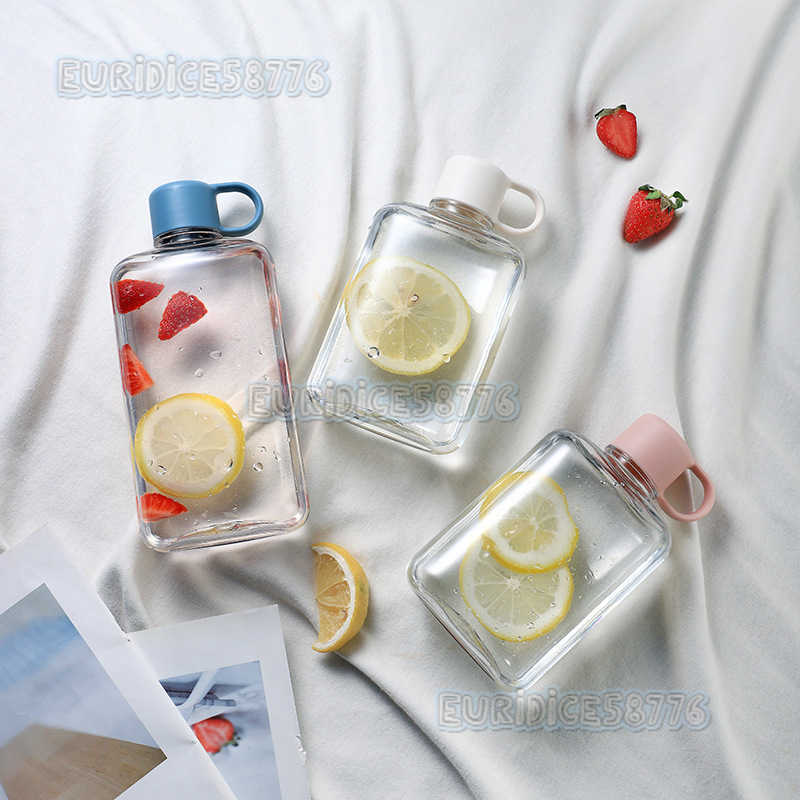 Fresh Style Portable Flat Bottle Plastic Cup Outdoor Summer Portable Large Capacity Antidrop Transparent Tritan Space Water Bottle H250911