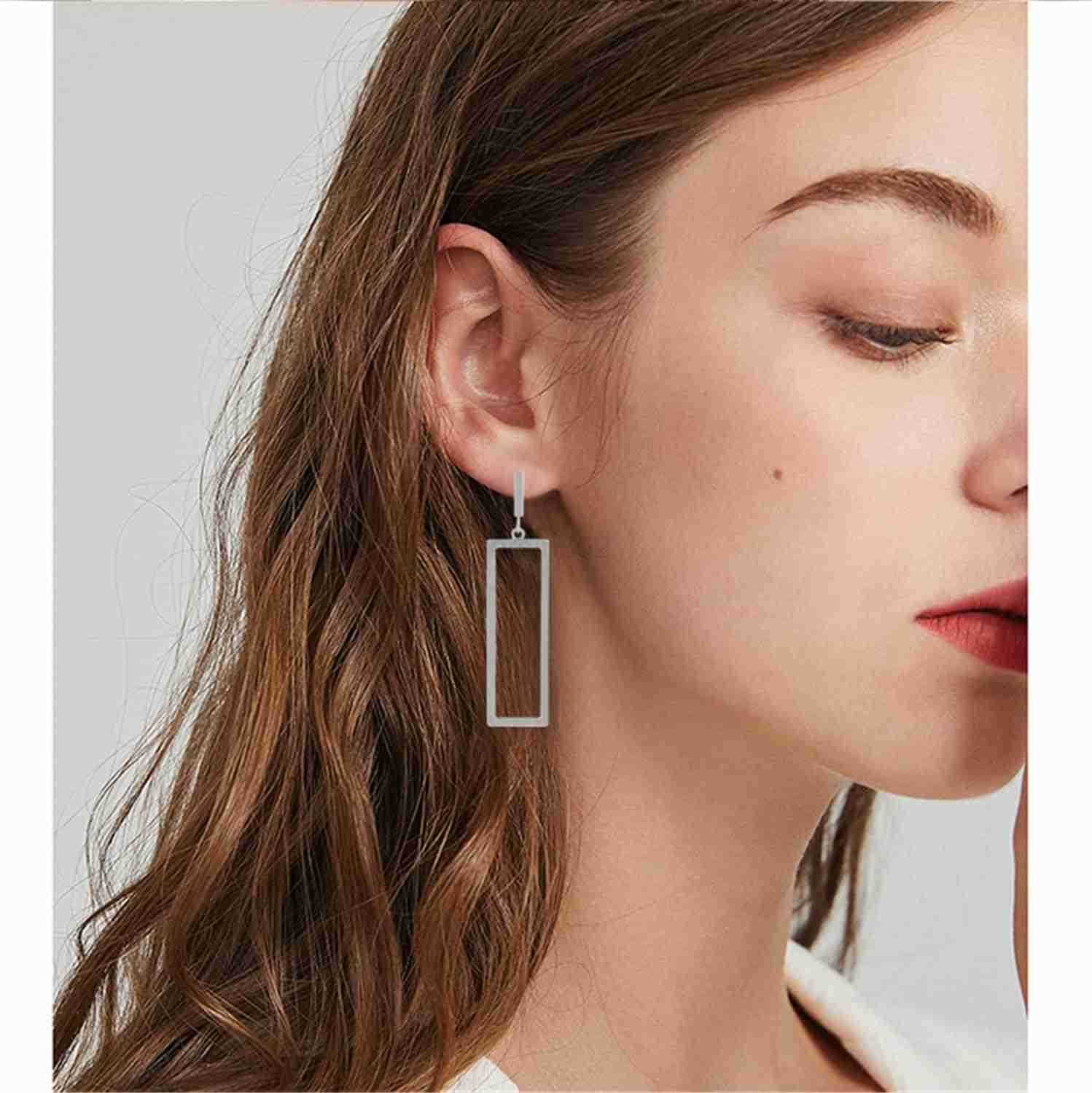 Charm Chic Minimalist Punk Metal Triangle Rectangle Geometry Dangle Drop Earrings For Women Teen Men Costume JewelryW250911