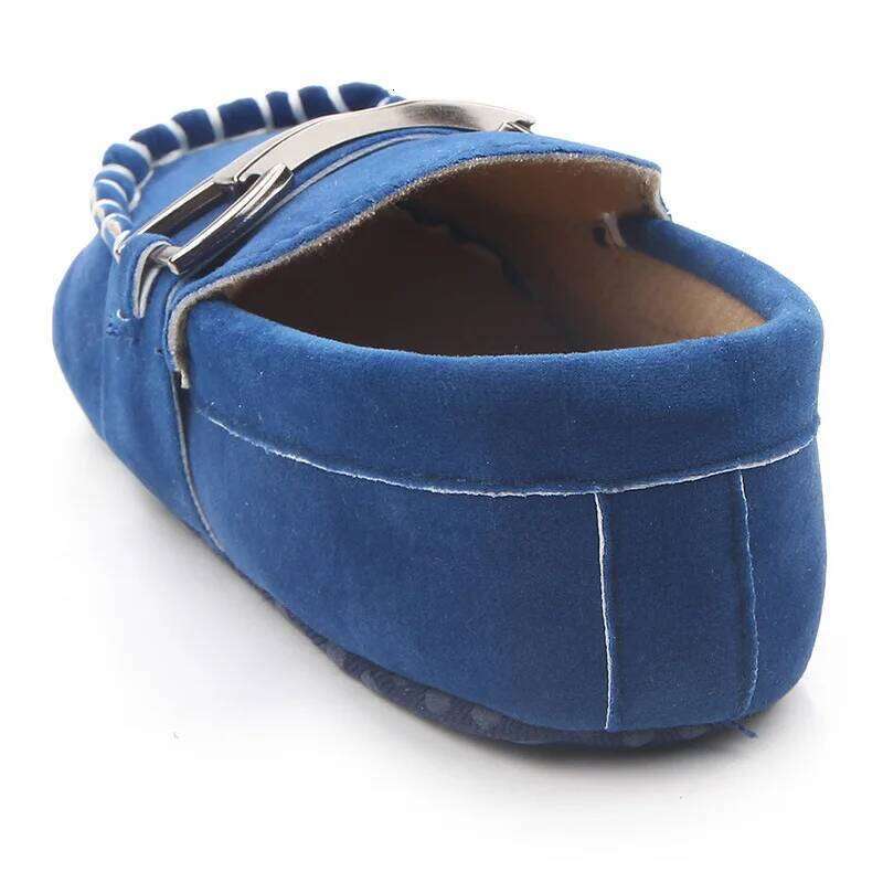 Toddler First Walkers Infant Newborn Anti-slip Iron Buckle Frosted Leather Peas Shoes for Baby Boy Rubber Sole Moccasins