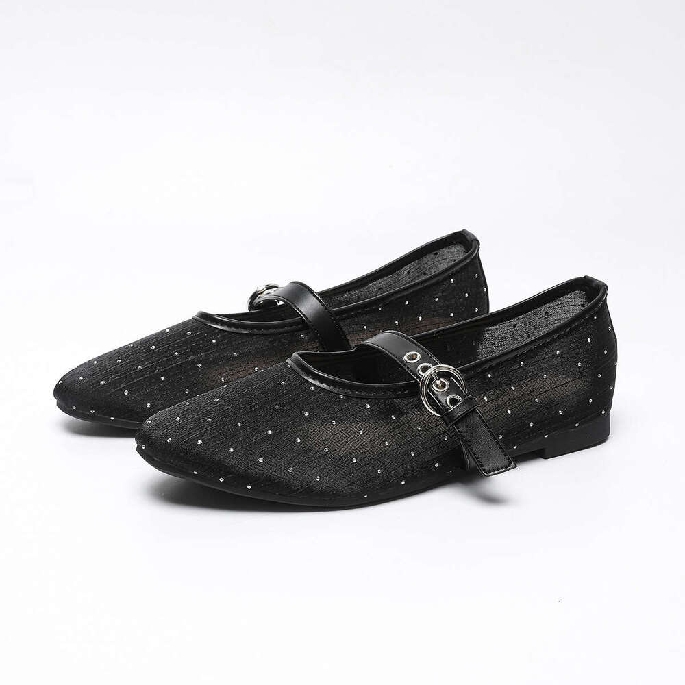 Round Toe Single Mesh Fabric Breathable Non-Slip Large Sole Mary Designer Shoe Jane Plus Size Women's Shoes 35-45