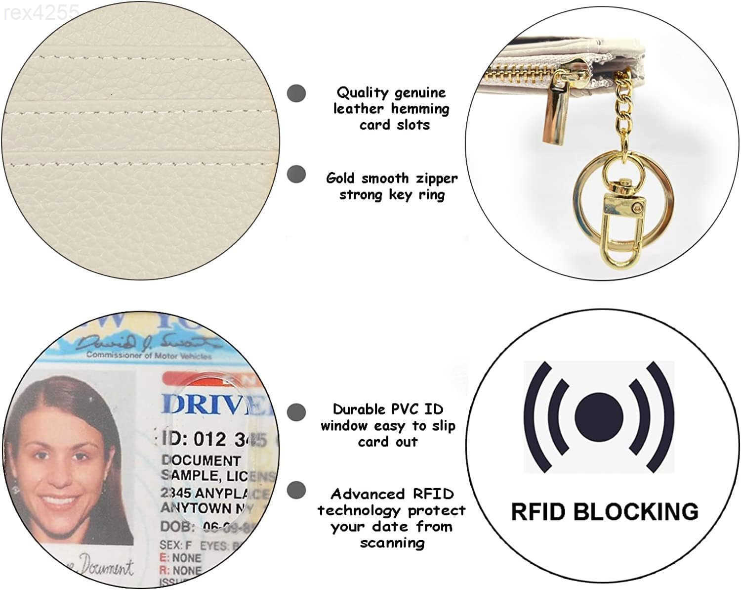 Slim RFID Credit Card Holder for Women Mini Front Pocket Wallet Purse With KeychainW250911