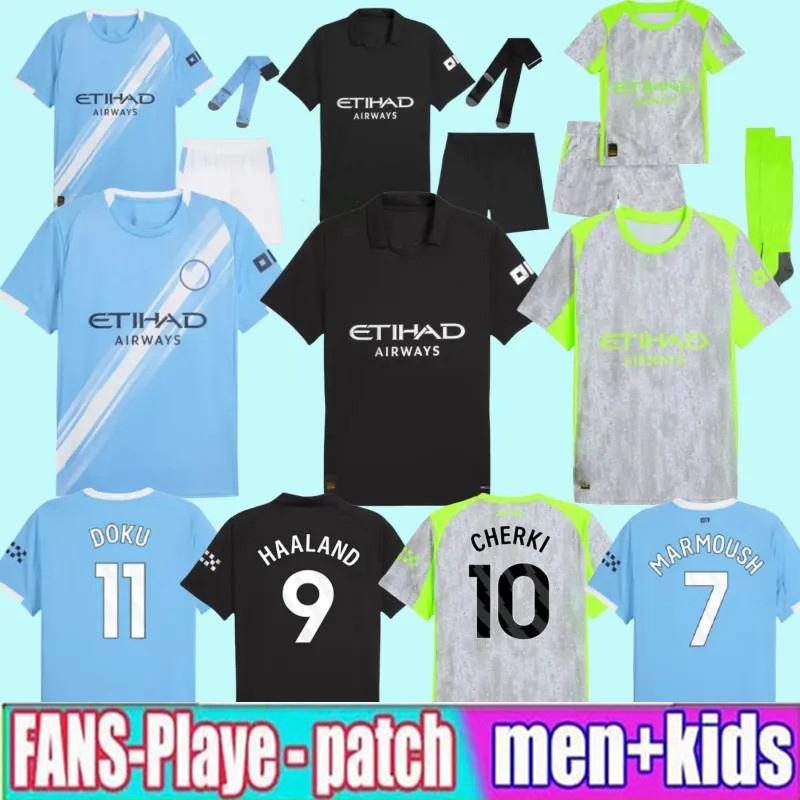 2025 2026 De Bruyne Phillips Man City Grealish Ferran Mahrez Foden Bernardo Joao Cancelo z Rodrigo Football Shirt Men Kids Kit Sets 25 26 Haaland Soccer Jerseys 9