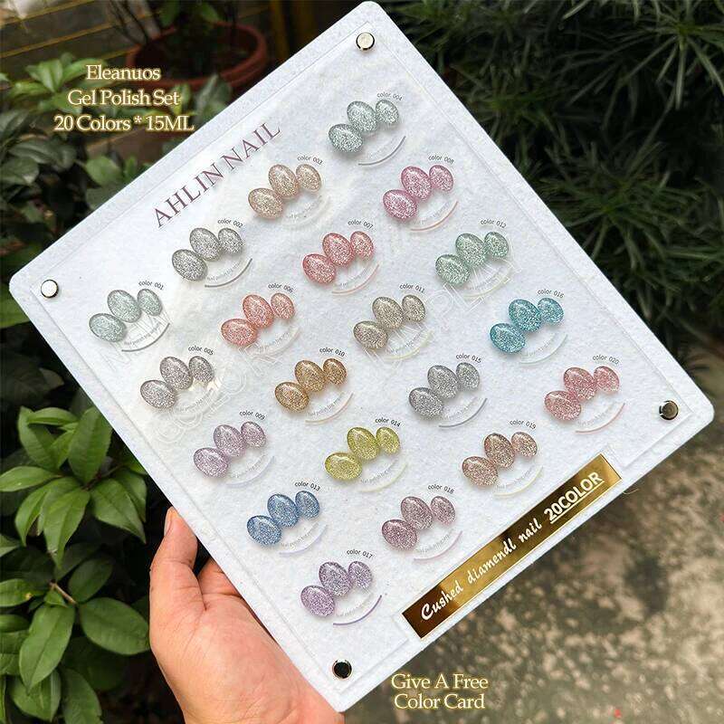 Eleanuos Exploding Flash Platinum Gel Polishing 20Pcs Mixed Semi Permanent Varnish Shiny UV Chip Dia Salon Nail