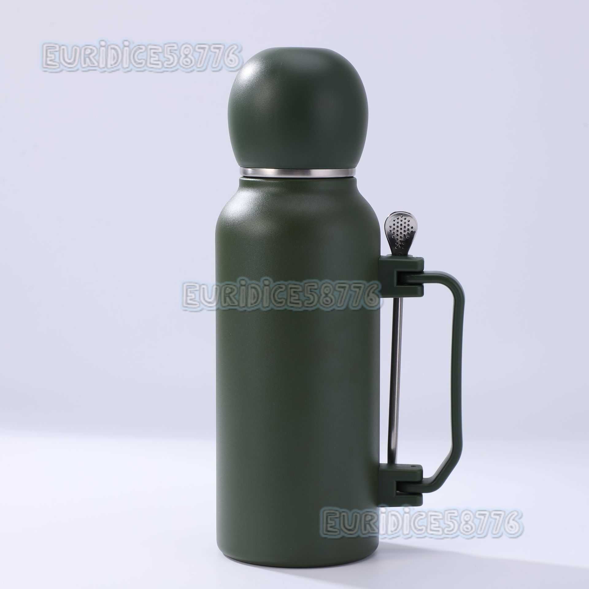 Simple Portable 304 Stainless Steel Insulated Cup with Spoon Large Capacity with Handle Outdoor Hiking Sports Water Bottle H250911