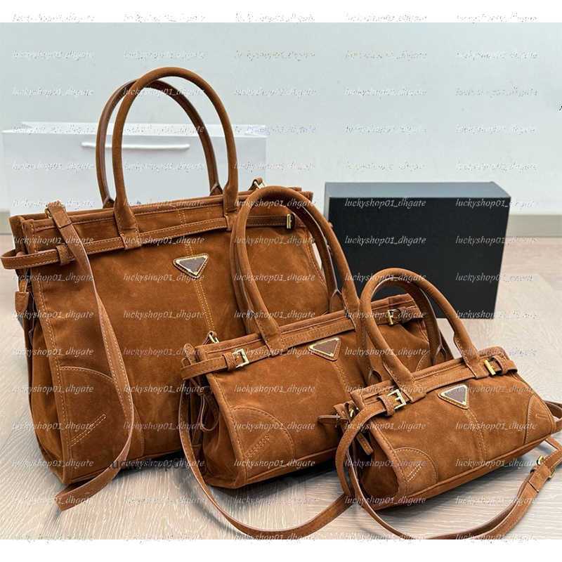 Soft Lux Brown Suede Shoulder Bag Womens Designer Triangle Totes Bag Leather half moon hobo Luxury Handbag Autumn and winter Casual Mens New Tote