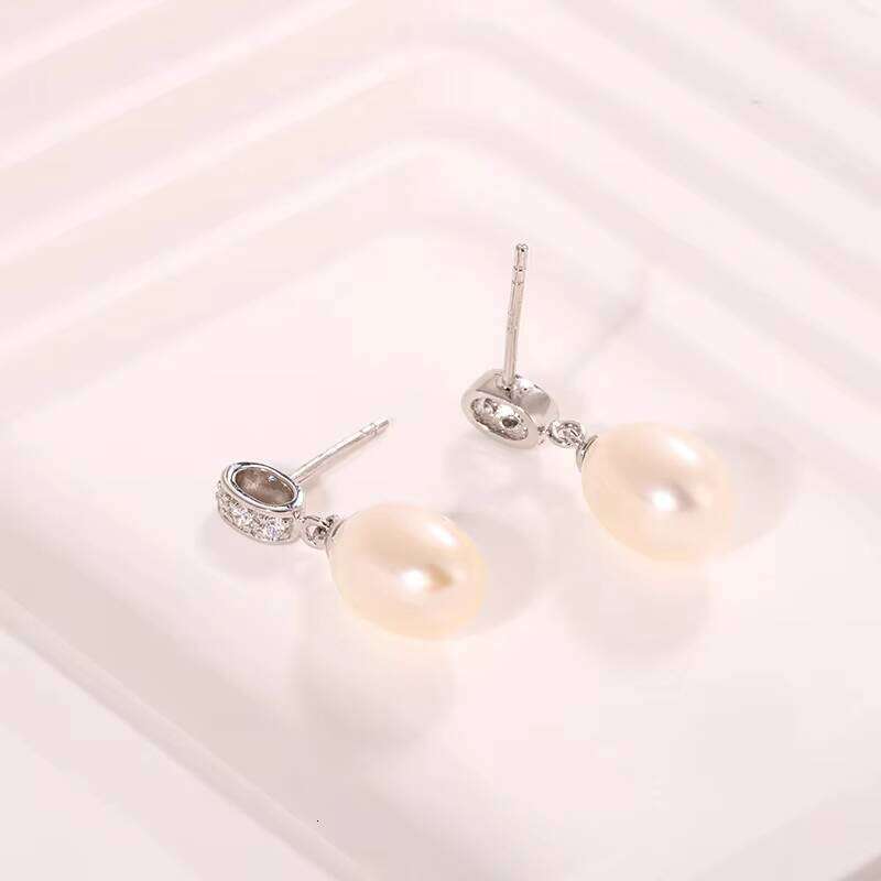 KAMMY 8-8.5mm Freshwater Pearl Fashion Designer Sier Moissanite Vintage Drop Earrings for Women