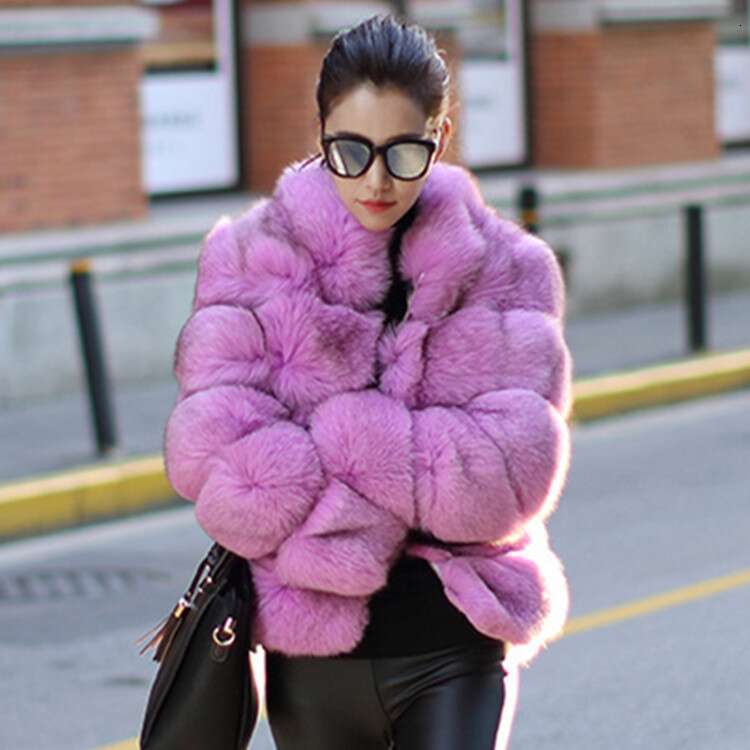 Women's Fashion Custom Fox Rabbit Hair, Imitation Mink Fur Coat