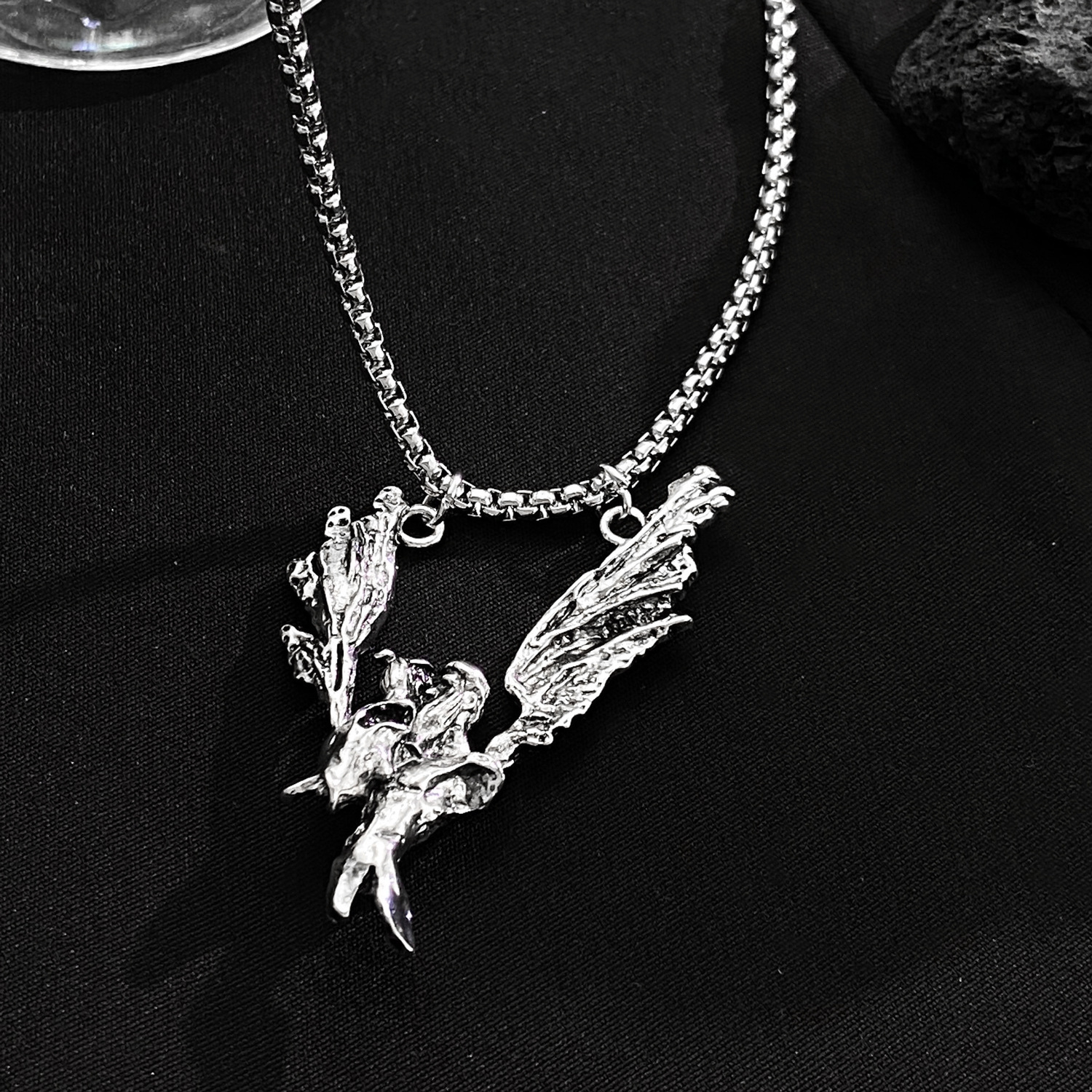Angel Wings Couple Necklace Vintage Hip-Hop Sweater Chain Unisex Accessories