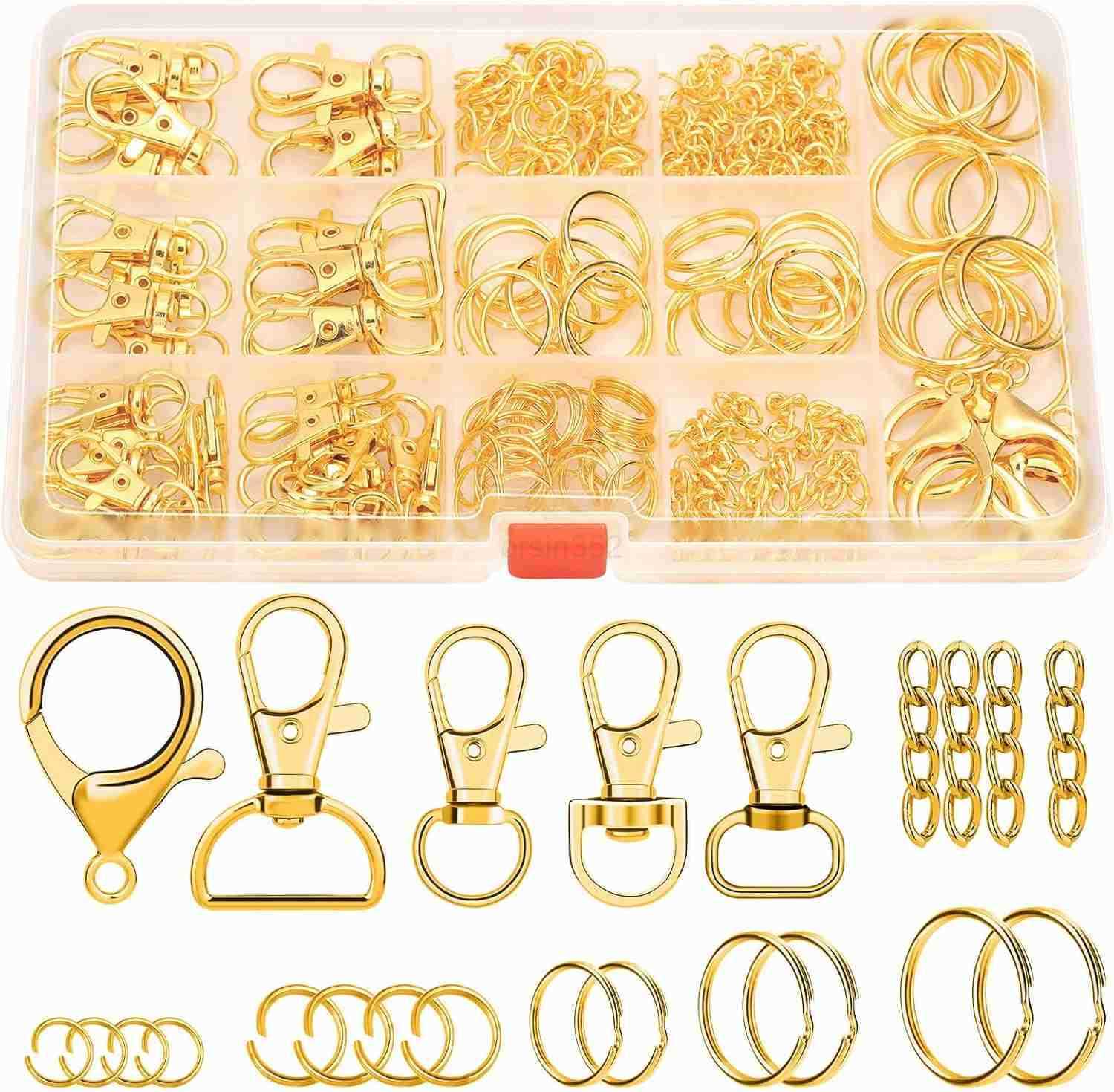 300PCS Keychain Making Kit Keychain Craft Supplies Including Key Chain Clips Lanyard Snap Hooks Key Rings and Jump Rings for Key Chain Making Purse Ma