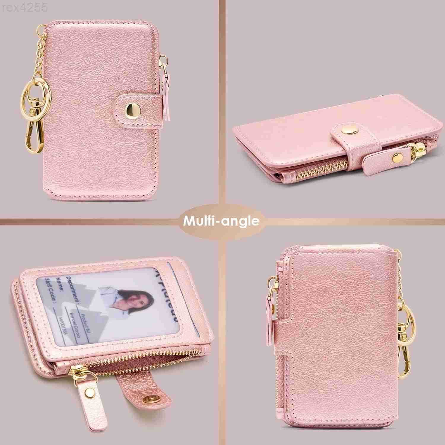 Keychain wallet Rfid Blocking Credit Card Holder Leather Zipper Card Case for WomenW250910
