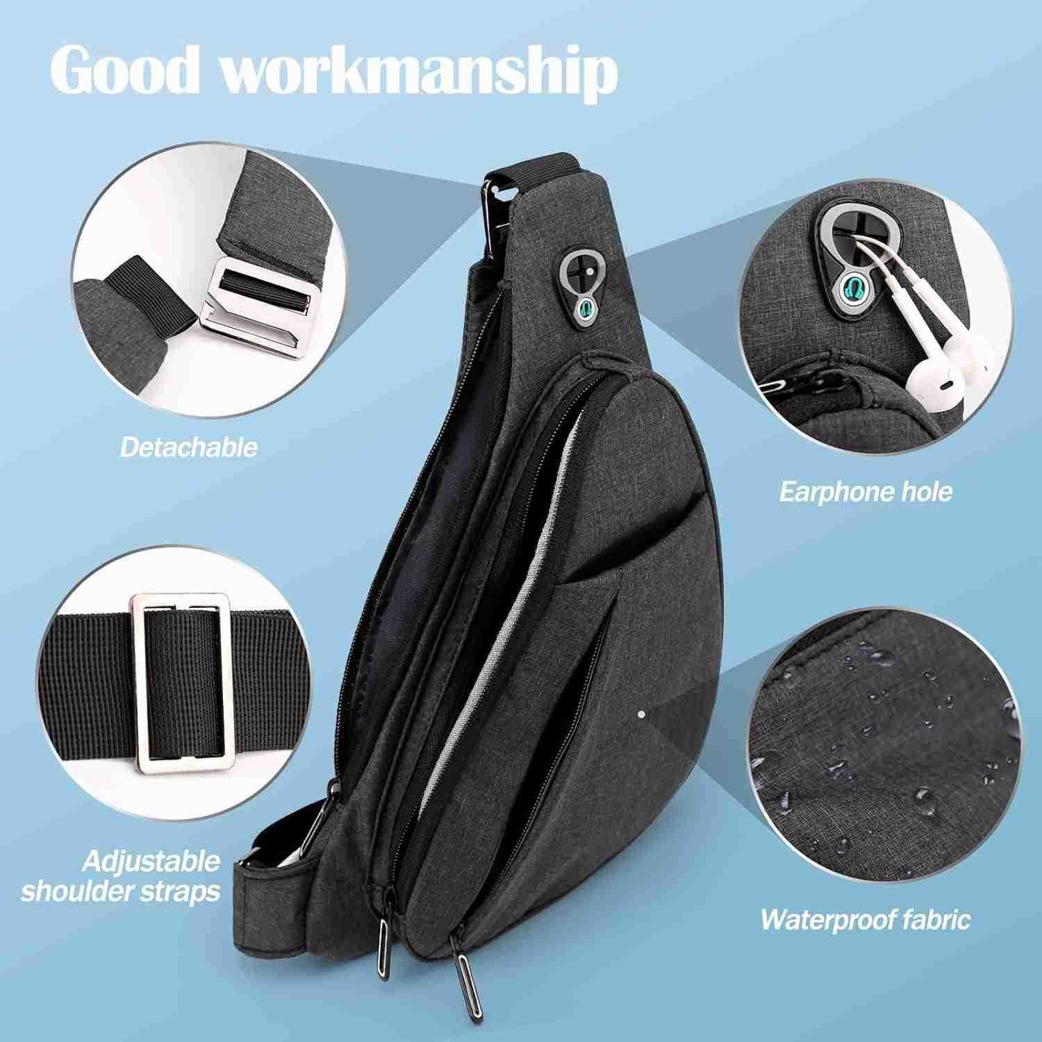 Crossbody Bag AntiTheft Lightweight Casual Shoulder Backpack Sling Chest Bag Belt Rucksack for Travel Bicycle SportW250911