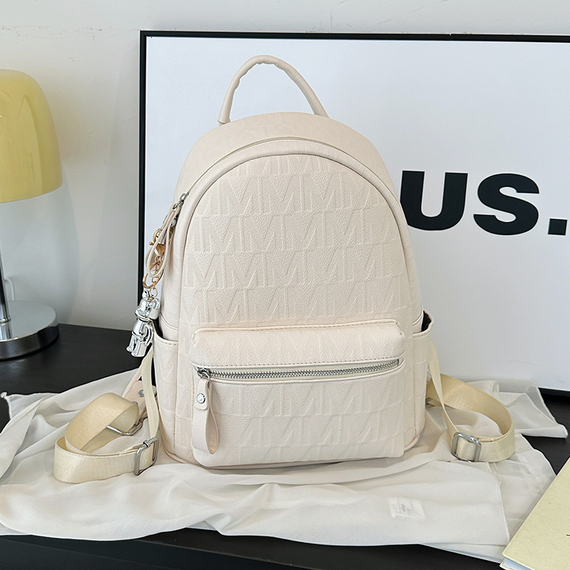 TB BHULAMTE Luxury Designer Bag 2025 New Women's Backpack British Style Embossed Letter Backpack Hong Kong Style Commuter Soft Leather Campus Bag