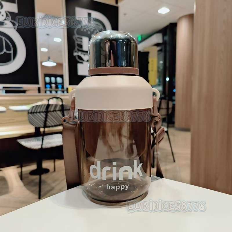 Summer New Water Bottle Large Capacity Plastic Sports Fitness Water Portable Strap Direct Drinking Water H250911