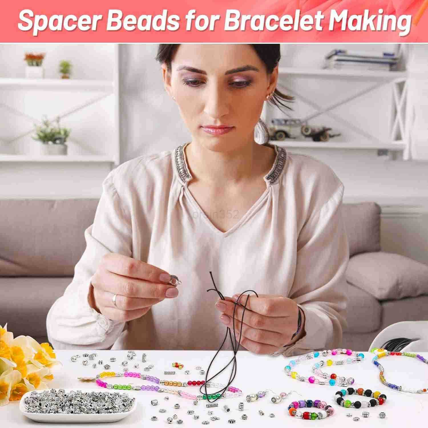 500 Pcs Spacer Beads Silver Bulk Random Styles Loose Spacer Metal Charm for Necklace Earring Making DIY Jewelry AccessoriesW250911