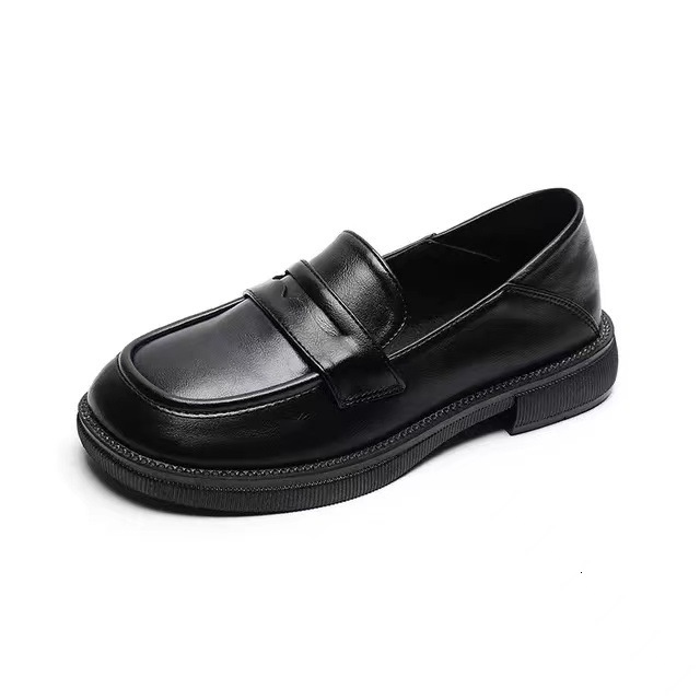Retro British women's leather shoes autumn new designer women's shoes soft flat loafers simple and atmospheric single shoes