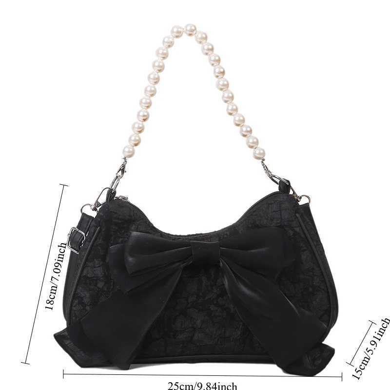 Pearl Female Bag Retro Luxury Designer Handbag Bow Crossbody Bags Fashion Canvas Womens 2024 Trend Shoulder Bag Underarm Bags W250911