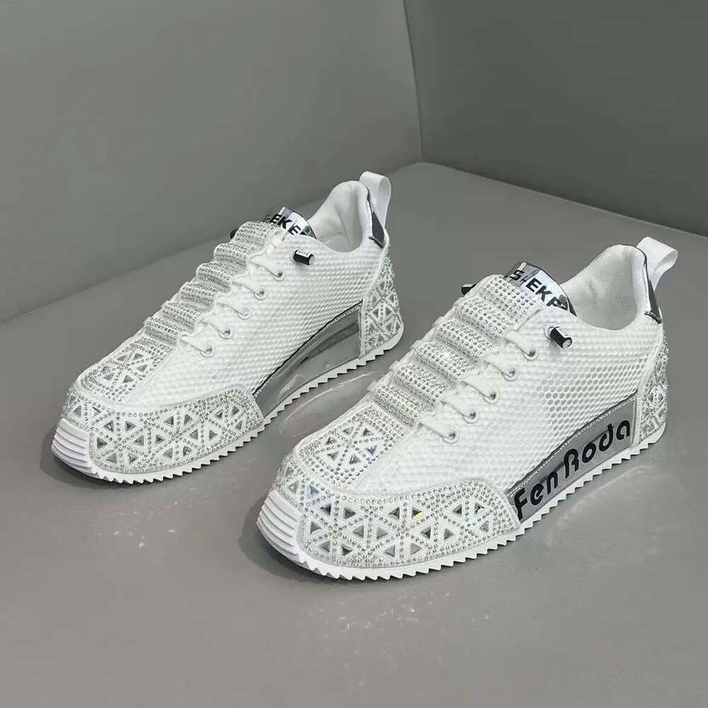 Slip-On Full Diamond Dad 2025 New Low-Top Comfortable Breathable Mesh Sole Height-Increasing Versatile Casual Men's Shoes