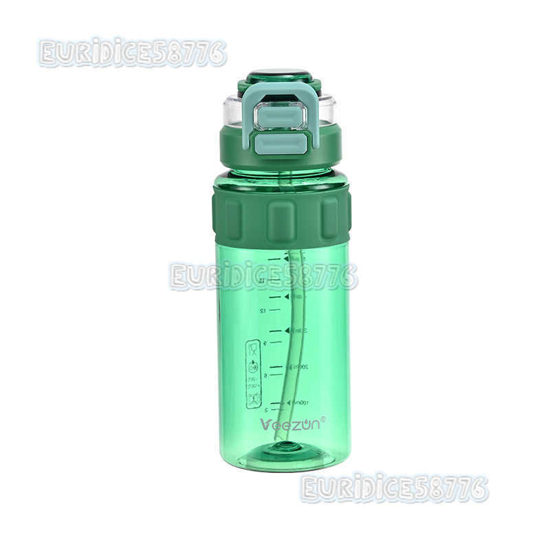 800ml Double Drinking High Appearance Summer Outdoor Sports Portable Plastic Water Bottle with Antislip Ring and Straw Student Cup H250911