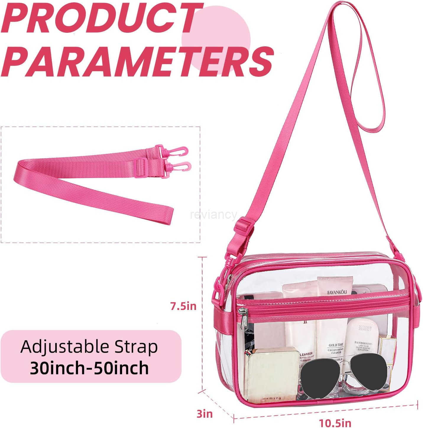Clear Bag Stadium Approved Crossbody Shoulder Messenger Clear Purse with Adjustable StrapW250911